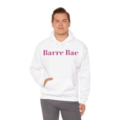Barre Bae Cotton Hoodie: Hot Pink Lettering, Comfy Sweatshirt