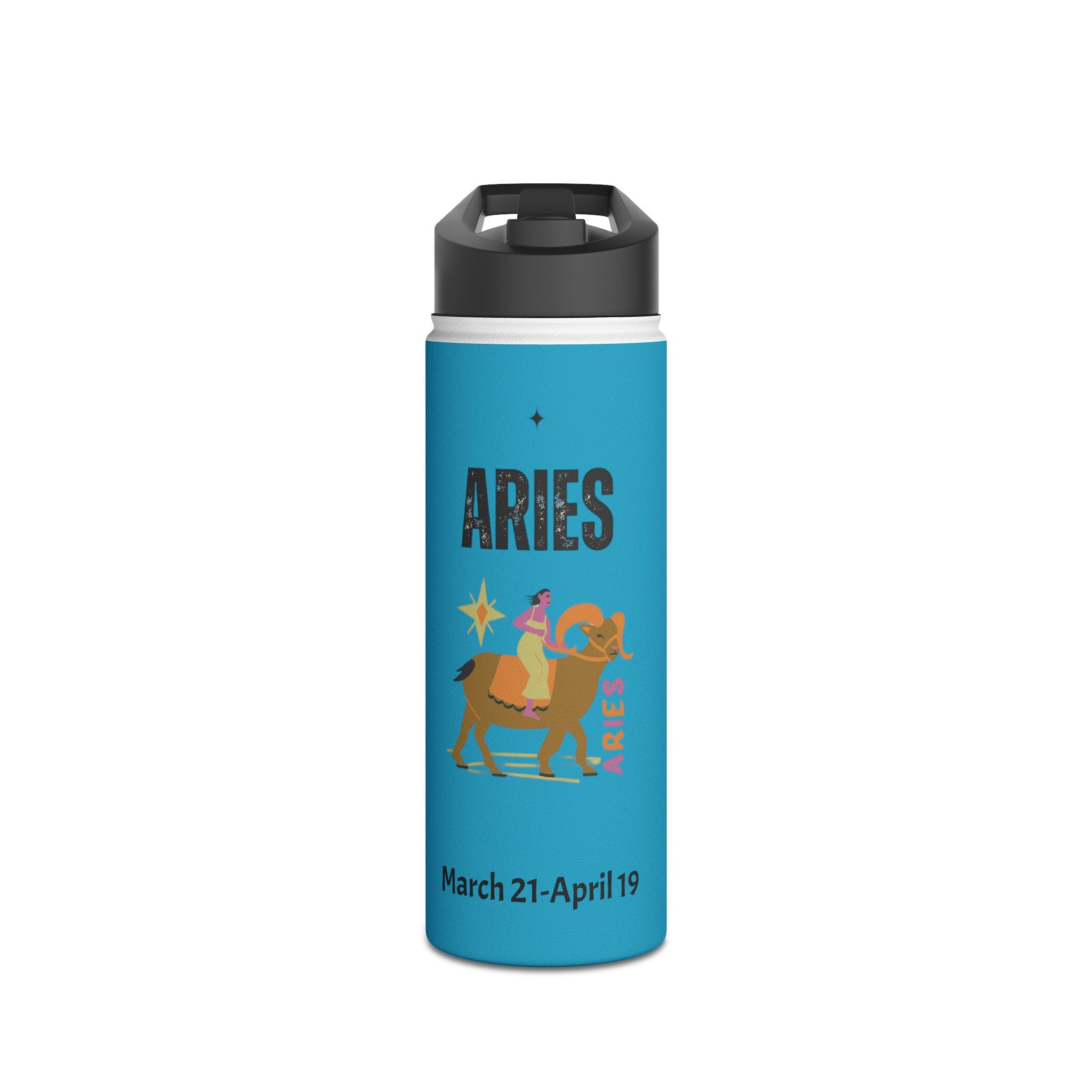 Aries Zodiac Tumbler: Blue Stainless Steel Insulated Water Bottle