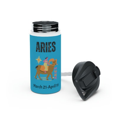 Aries Zodiac Tumbler: Blue Stainless Steel Insulated Water Bottle