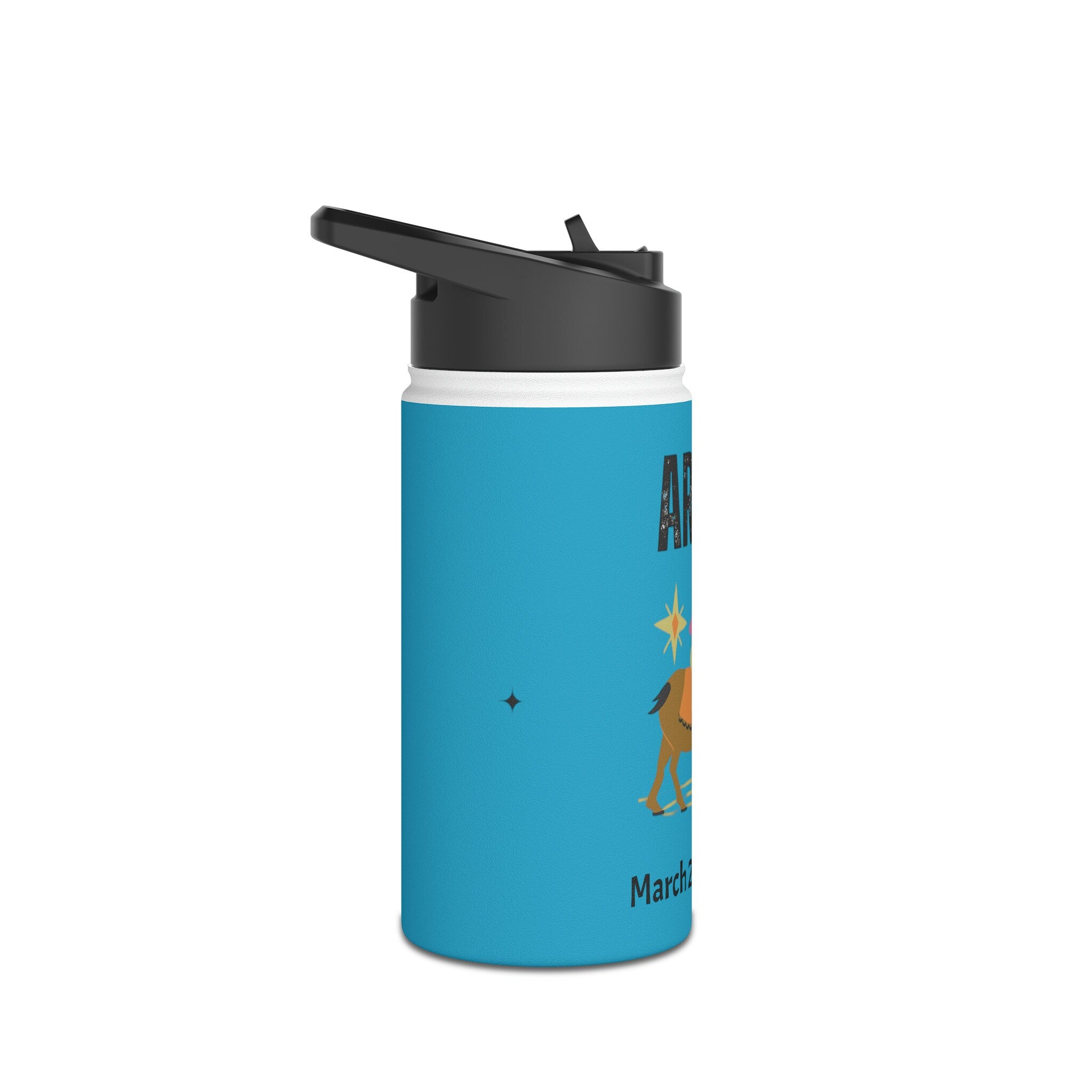Aries Zodiac Tumbler: Blue Stainless Steel Insulated Water Bottle