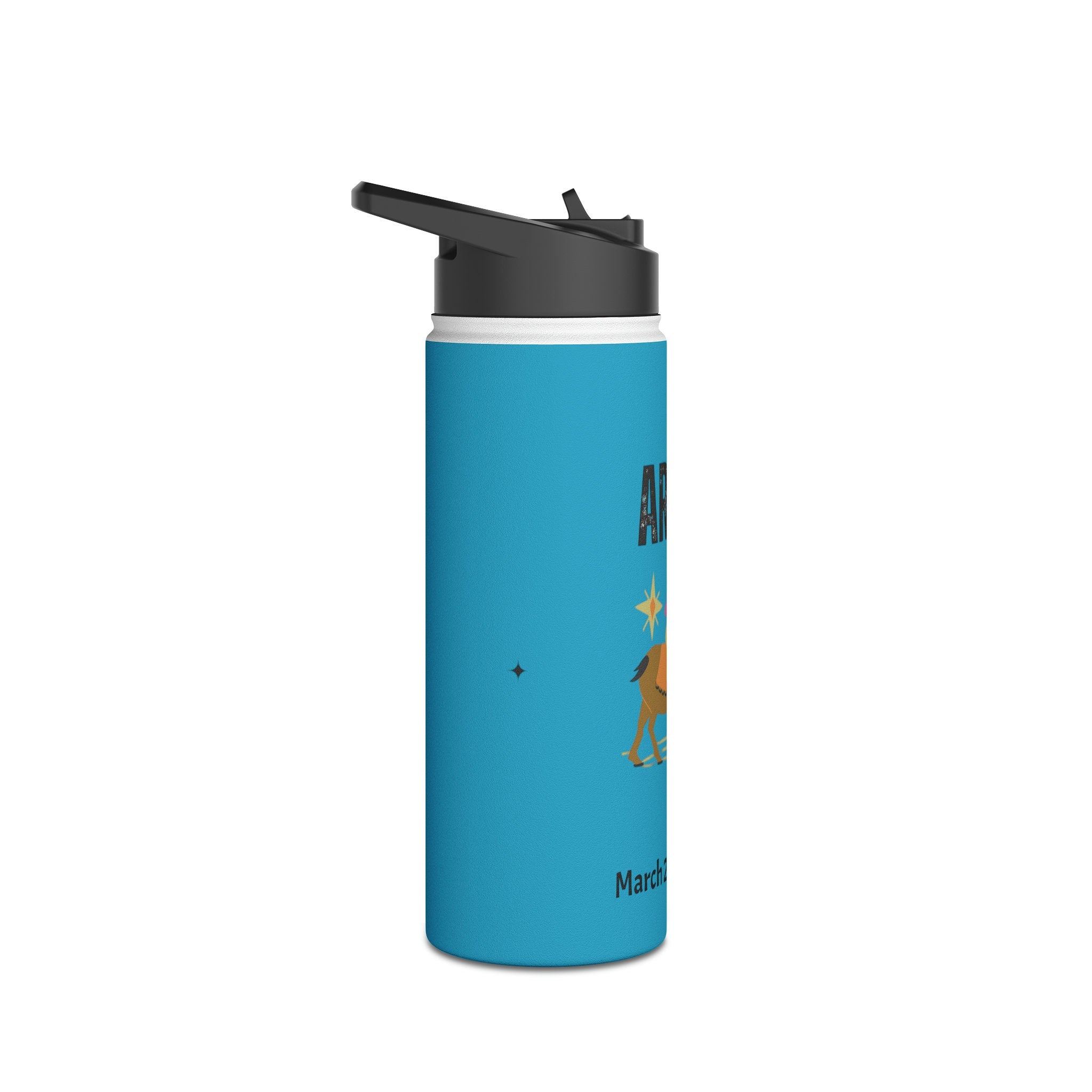 Aries Zodiac Tumbler: Blue Stainless Steel Insulated Water Bottle