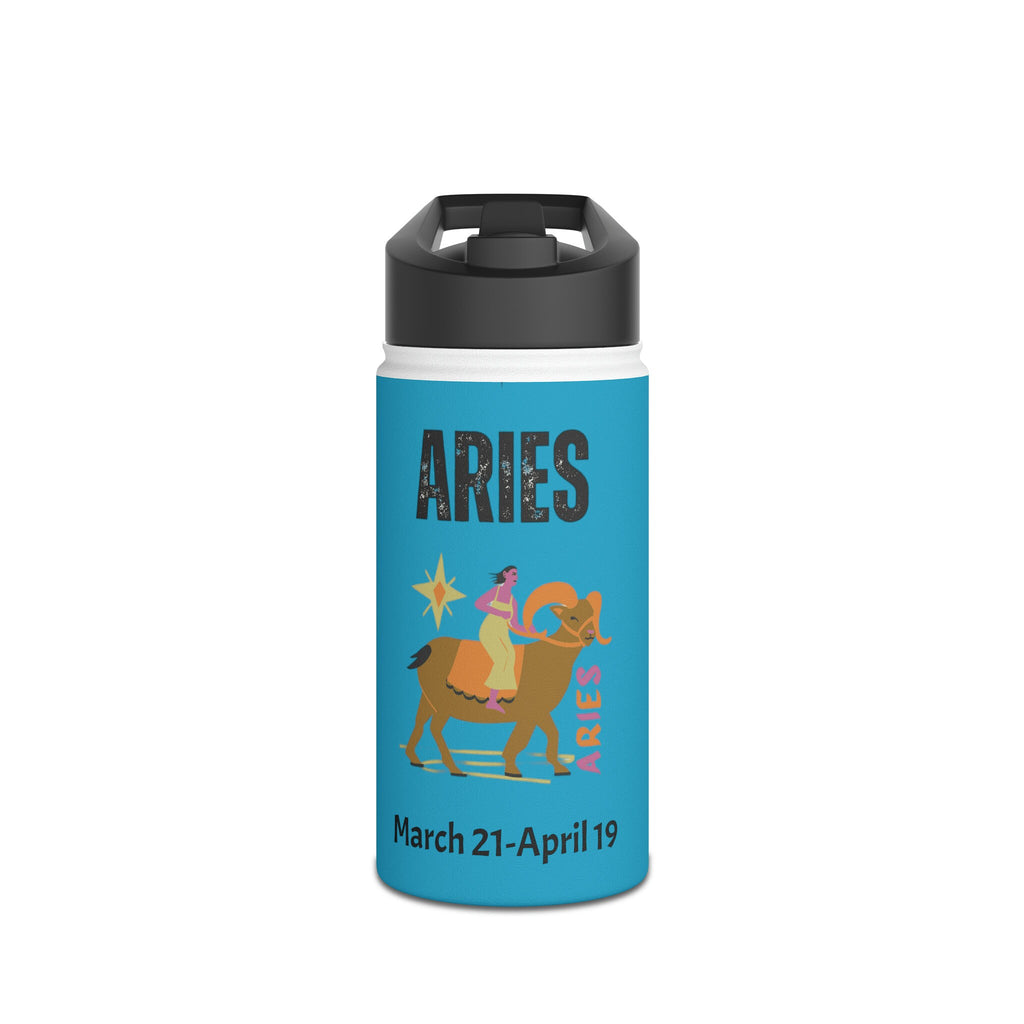 Aries Zodiac Tumbler: Blue Stainless Steel Insulated Water Bottle