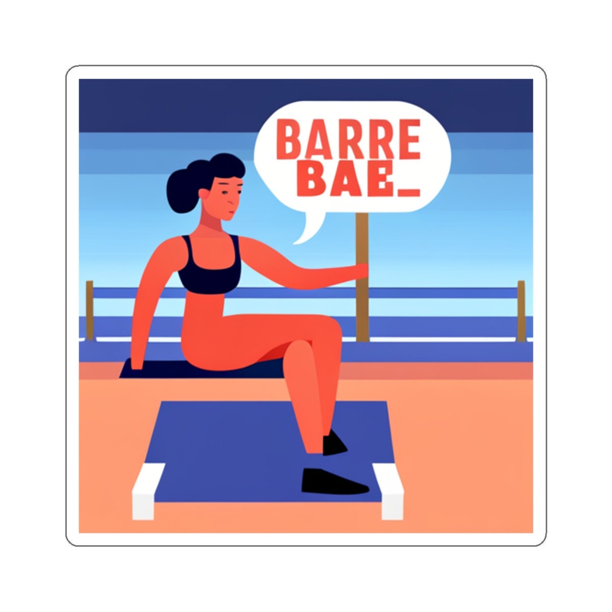 Barre Bae Glossy Sticker: Trendy Barre Girl Logo