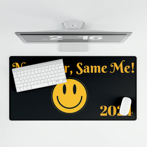 2024 Smiley Face Mouse Pad: 'New Year, Same Me' Desk Mat