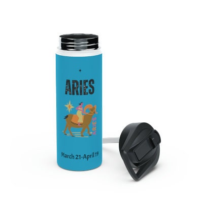 Aries Zodiac Tumbler: Blue Stainless Steel Insulated Water Bottle
