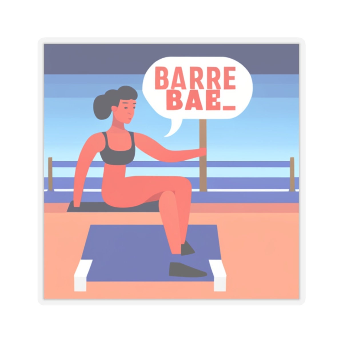 Barre Bae Glossy Sticker: Trendy Barre Girl Logo